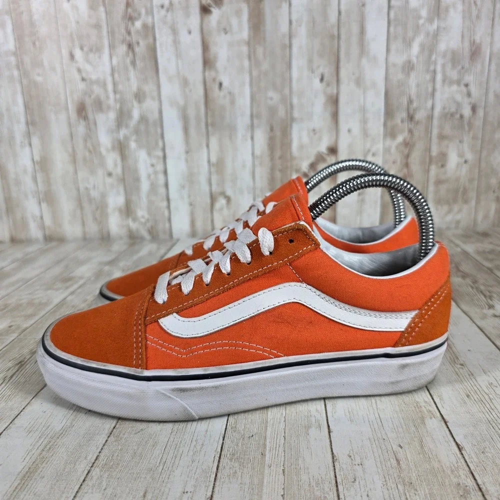 Vans Old‎ Skool Sneakers Orange Canvas Skate Shoes Women's Size 6.5